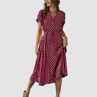 Kristen™ Elegant Polka Dot Midi Dress