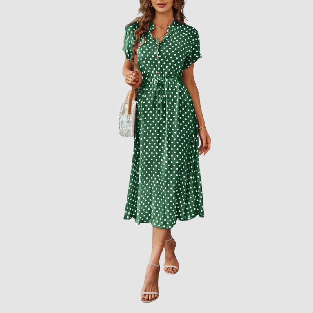 Kristen™ Elegant Polka Dot Midi Dress