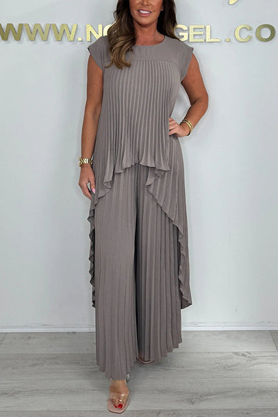 Sherry™ Pleated Midi Top & Wide-Leg Pants Set