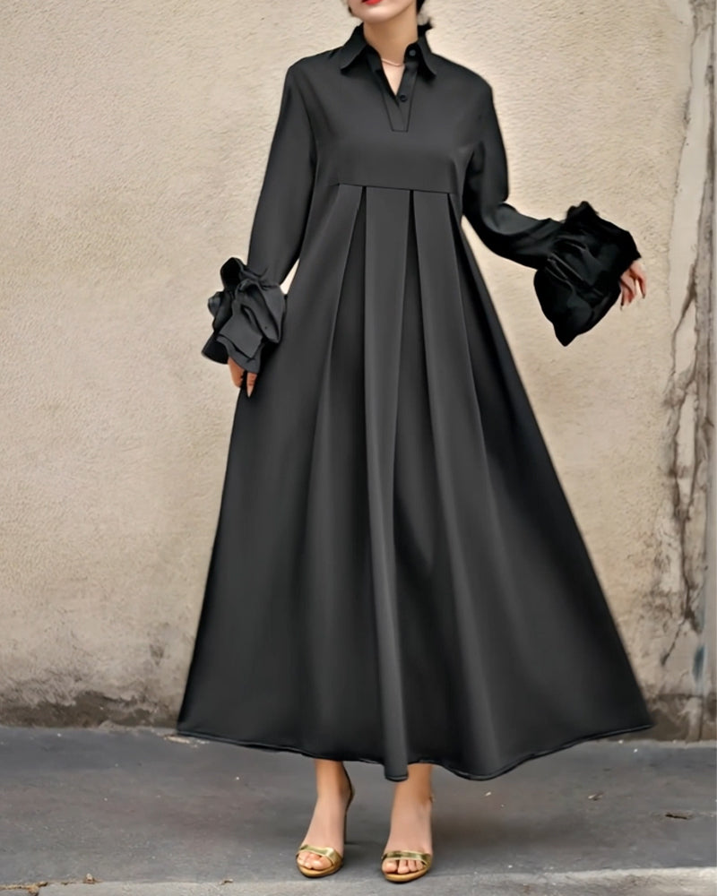 Devanna™ Elegant Flared Shirt Maxi Dress