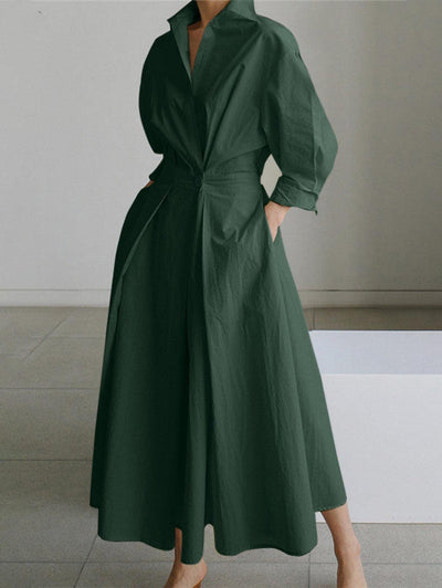 Elsie™ Elegant Button Lapel Midi Dress